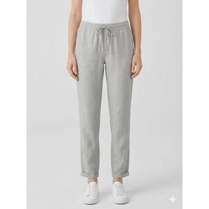 James Perse 100% Linen Pants 0 Women's XS Relaxed Pull-On Drawstring Casual Grey